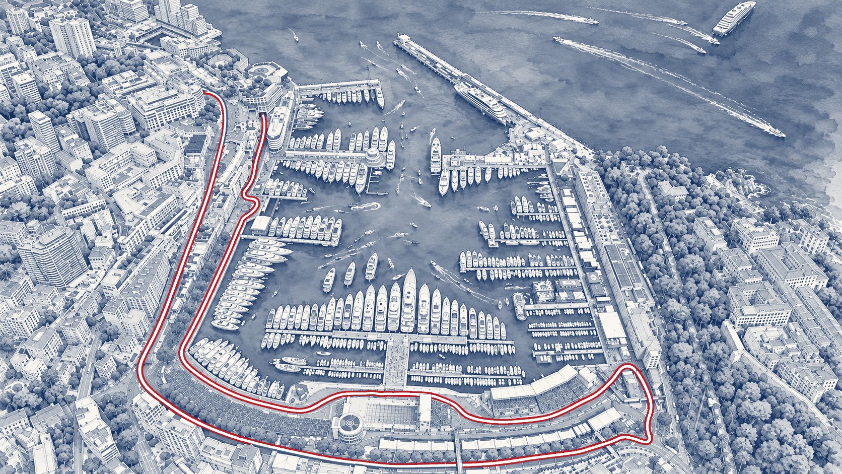 Port Hercule during the Grand Prix, from above