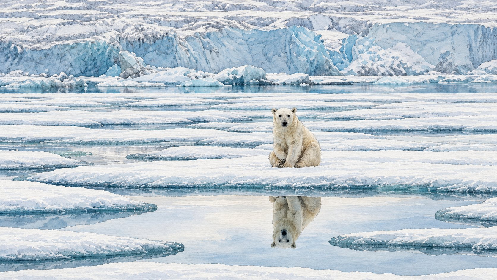Polar bear on an iceberg, Svalbard